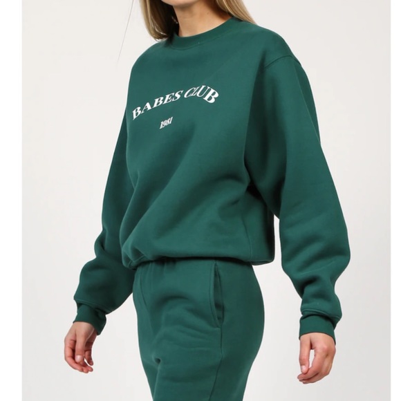 Brunette the Label Babes Club Crew Neck - XL/2XL in Forest Green - Picture 6 of 6